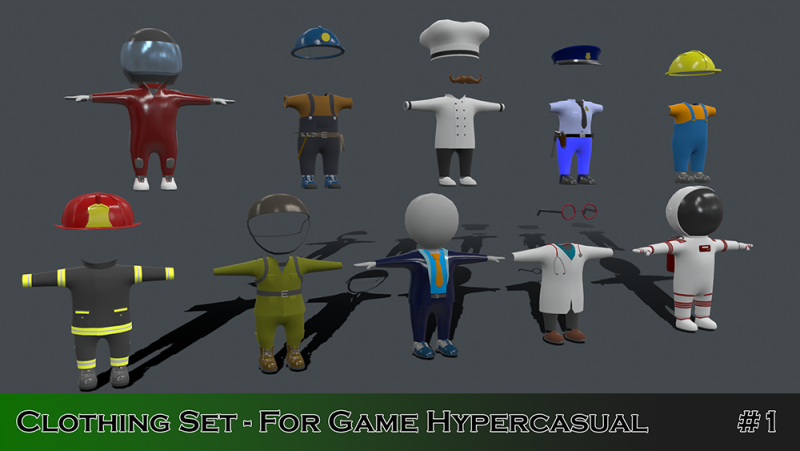 Clothing Set - Hypercasual Game - Stickman T-pose 3D 모델 .c4d .max .obj .3ds .fbx .stl .blend 