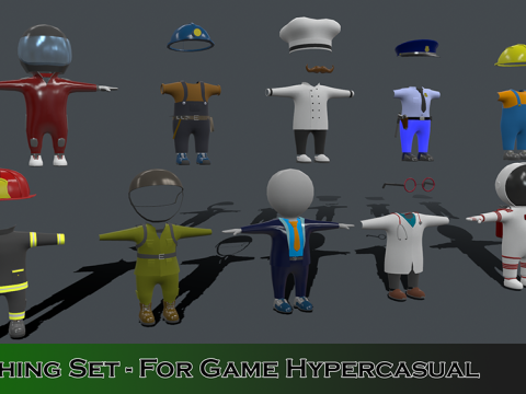 Clothing Set - Hypercasual Game - Stickman T-pose 3D मॉडल
