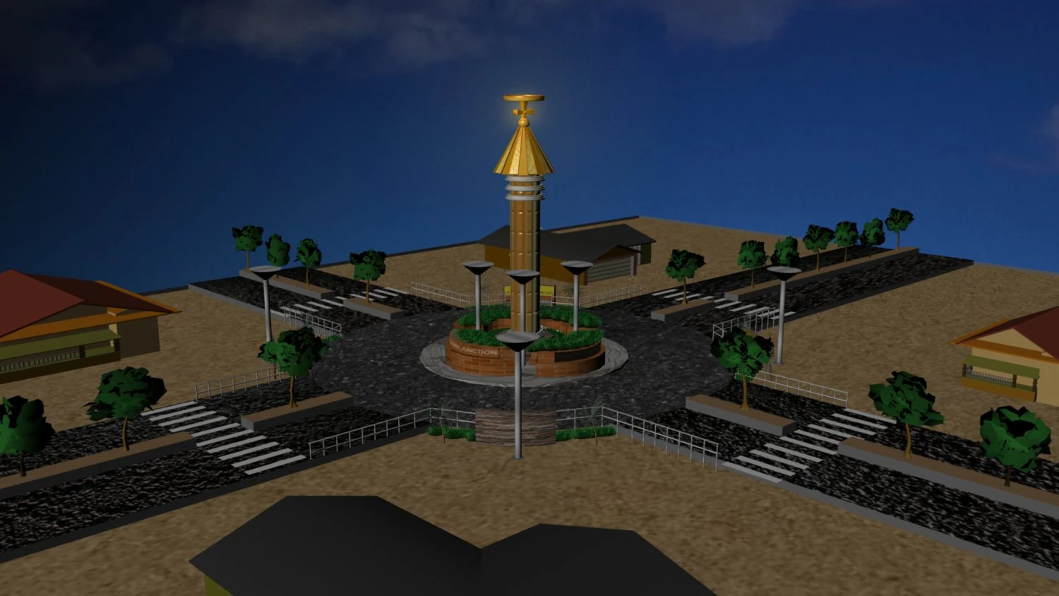 road roundabout 3D Model .c4d .max .obj .3ds .fbx .stl .blend 