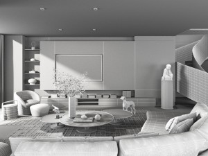 modern style and exquisite living room 3D 모델