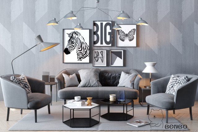 sofa set 3D Model .c4d .max .obj .3ds .fbx .stl .blend 