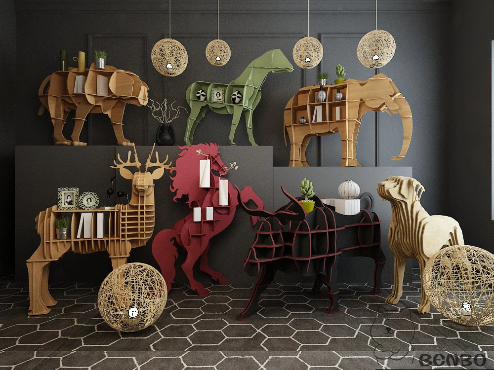 animal bookshelf 3D Model .c4d .max .obj .3ds .fbx .stl .blend 