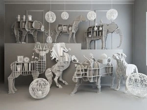 animal bookshelf 3D Model