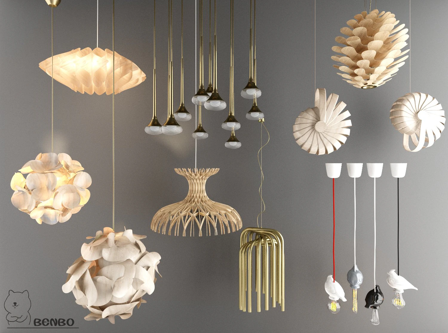 nordic style chandelier 02 3D Model .c4d .max .obj .3ds .fbx .stl .blend 