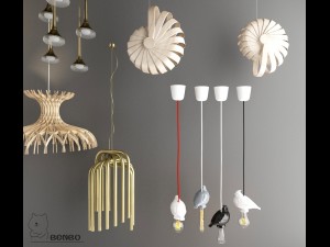 nordic style chandelier 02 Model 3D