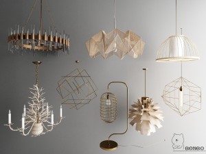 nordic style chandelier 01 3D Model