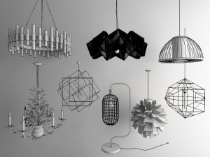 nordic style chandelier 01 Modello 3D