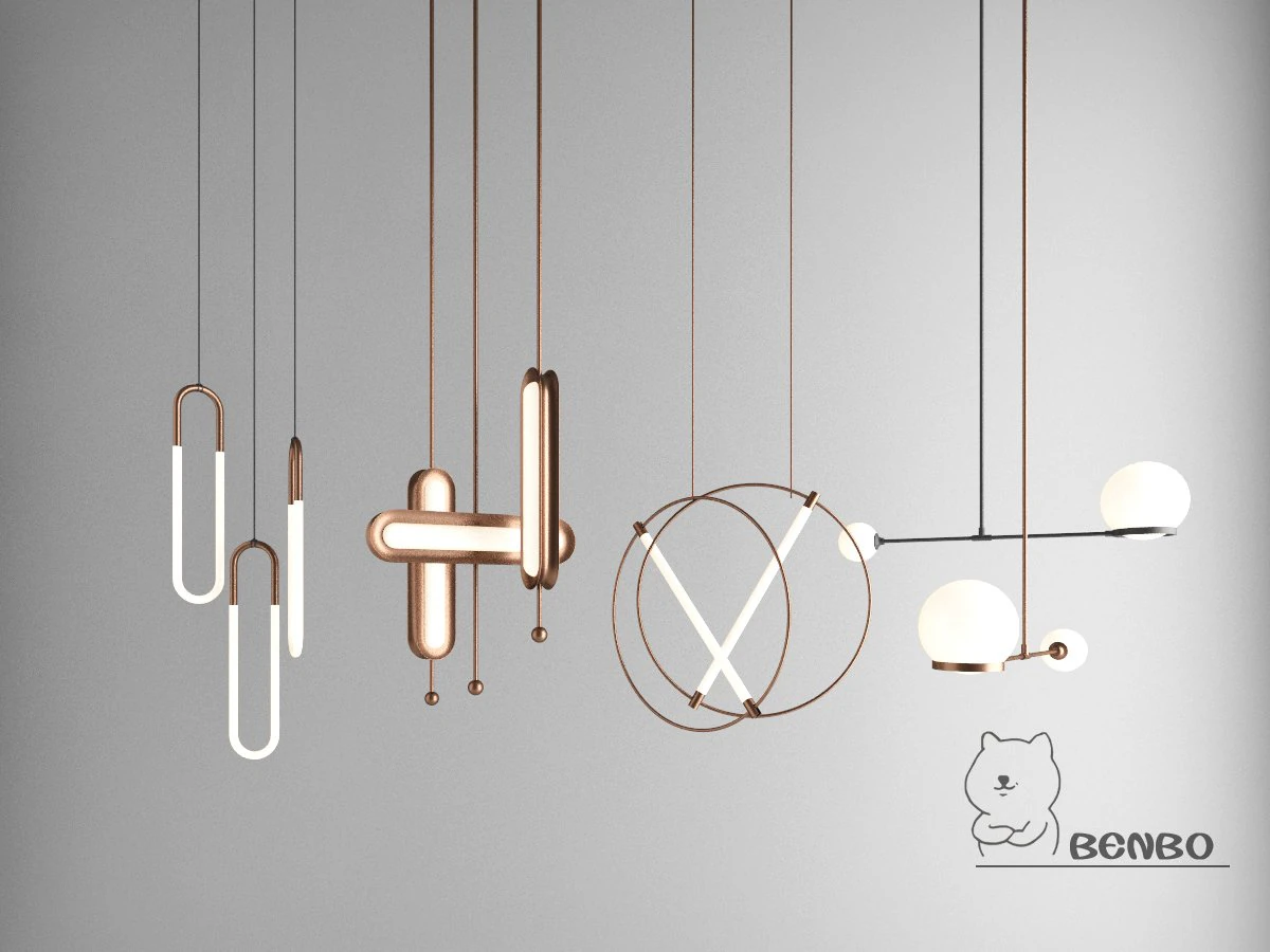 nordic style chandelier 04 3D Model .c4d .max .obj .3ds .fbx .stl .blend 