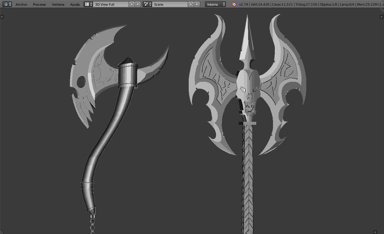 hachas demoníacas Modelo 3D .c4d .max .obj .3ds .fbx .stl .blend