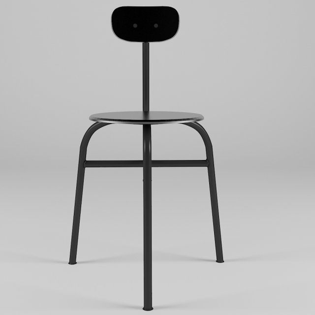 chair 3 legs for kitchen-dining room - steel-wood materials Model 3D .c4d .max .obj .3ds .fbx .stl .blend