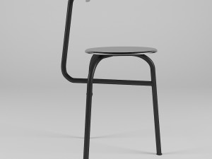 chair 3 legs for kitchen-dining room - steel-wood materials Model 3D