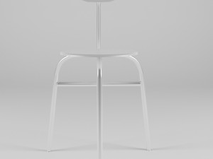 chair 3 legs for kitchen-dining room - steel-wood materials Model 3D