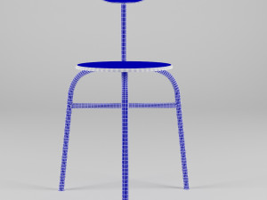 chair 3 legs for kitchen-dining room - steel-wood materials Model 3D