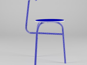 chair 3 legs for kitchen-dining room - steel-wood materials Model 3D