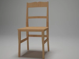 주방 식당 의자 - 목재 소재 3D 모델