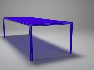 table for dining room - steel-wood materals Model 3D