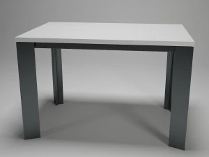table for kitchen-dining room - steel-wood materals 3D Model