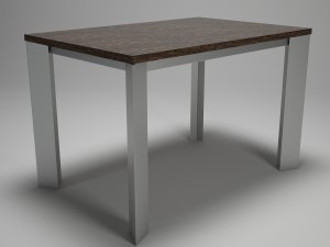 table for kitchen-dining room - steel-wood materals Model 3D