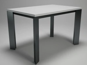 table for kitchen-dining room - steel-wood materals 3D Model