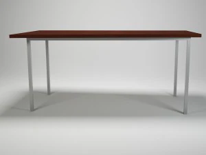 st&oacute;ł trapezowy do kuchni z jadalnią - materiały stalowo-drewniane Model 3D