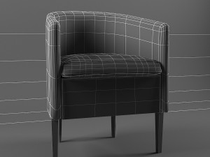 armchair - fabric-wood materials 3D मॉडल