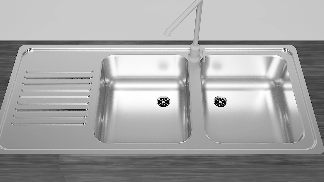 kitchen sink - steel materials 3D Model .c4d .max .obj .3ds .fbx .stl .blend