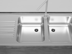 kitchen sink - steel materials 3D Model