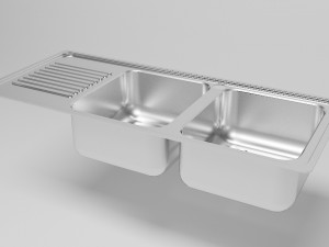 kitchen sink - steel materials 3D Модель