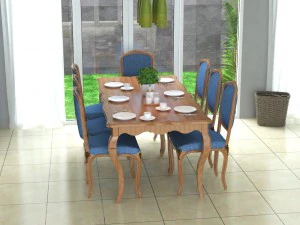 dining table and dining room 3D Model