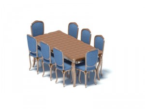 dining table and dining room Modelo 3D