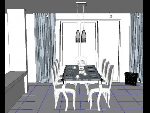 dining table and dining room 3D Model