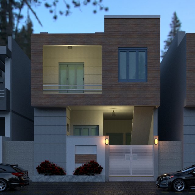 front elevation of house 5 marla 3D Модель .c4d .max .obj .3ds .fbx .stl .blend 