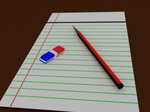 pencil note paper and eraser Modelo 3D