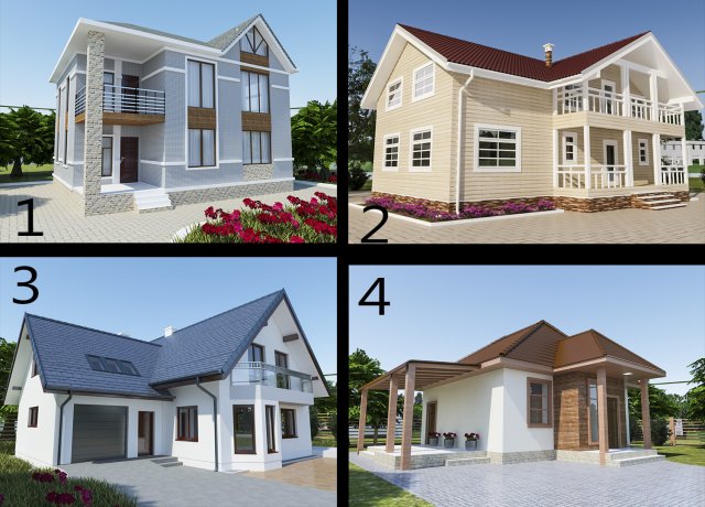 house 4 collection 3D मॉडल .c4d .max .obj .3ds .fbx .stl .blend 