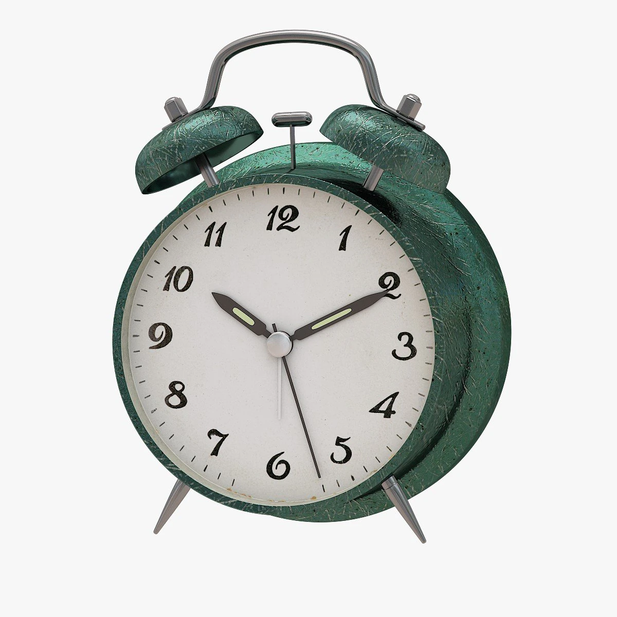 Green alarm clock 3D Model .c4d .max .obj .3ds .fbx .stl .blend 