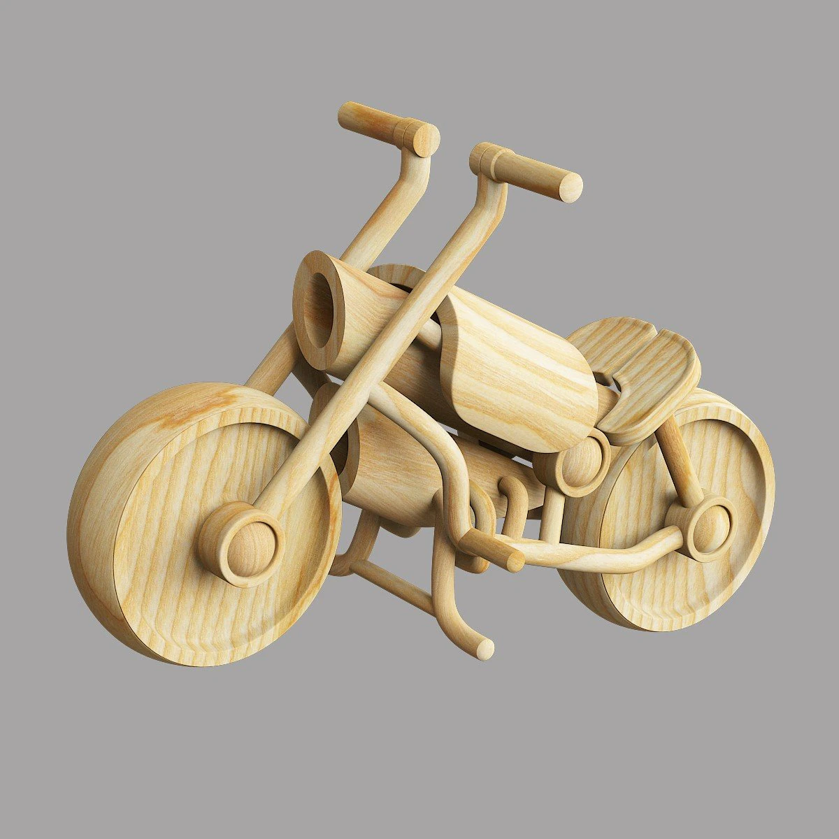 Wooden toy motorbike 3D Model .c4d .max .obj .3ds .fbx .stl .blend 