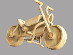 Wooden toy motorbike 3D Model