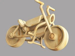 Wooden toy motorbike 3D Model