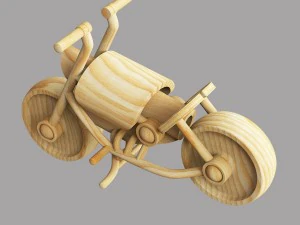 Wooden toy motorbike 3D Model