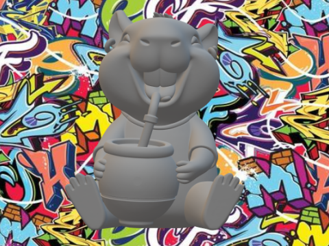 Capybara drinking mate 3D Baskı Modeli