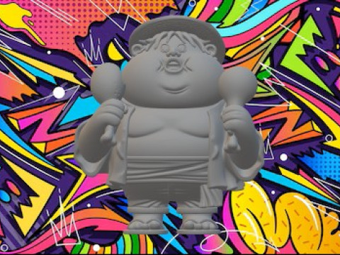 Eén stuk vet 3D printmodel