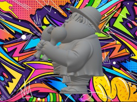 Eén stuk vet 3D printmodel