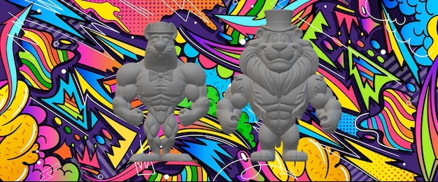 Lippy the Lion and Hardy Har Har workout warrior 3D Print Model .c4d .max .obj .3ds .fbx .stl .blend 