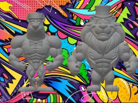 Aslan Lippy ve Hardy Har Har antrenman savaşçısı 3D Baskı Modeli