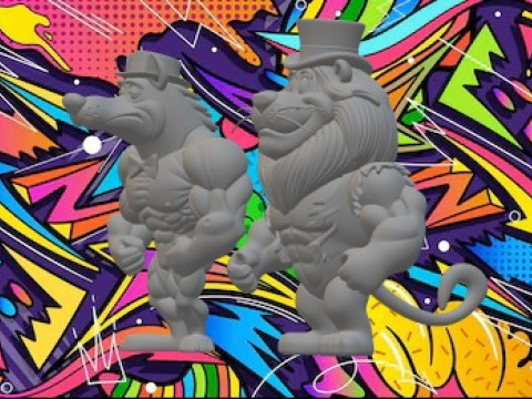 Lippy the Lion and Hardy Har Har workout warrior 3D Print Model