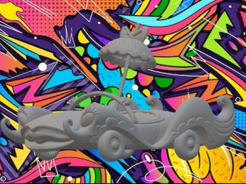 컴팩트한 푸시캣 엉뚱한 경주 3D 프린트 모델