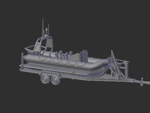 Trailer and boat 3D Print Model