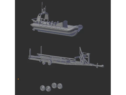 Trailer and boat 3D Print Model