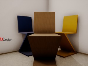 zigzag chair by gerrit thomas rietveld 3D 模型