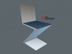 zigzag chair by gerrit thomas rietveld 3D 模型